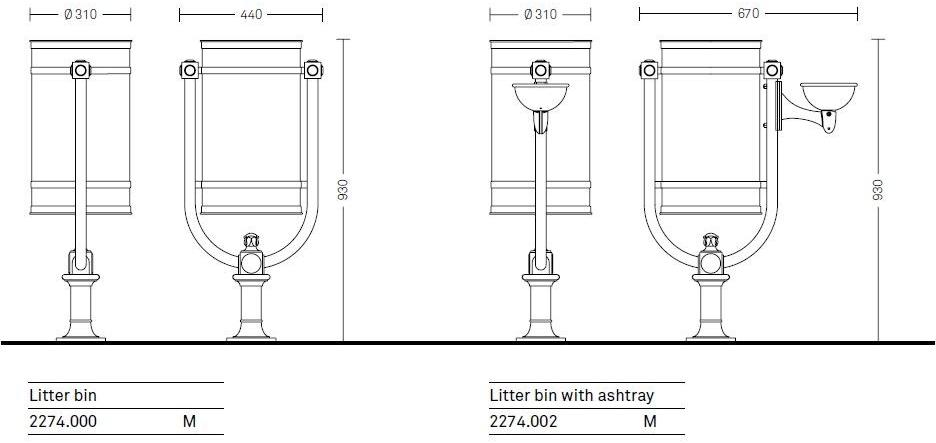 Neri Урна для мусора с крышкой для улицы Melia 2274, 2275  - Вид №7