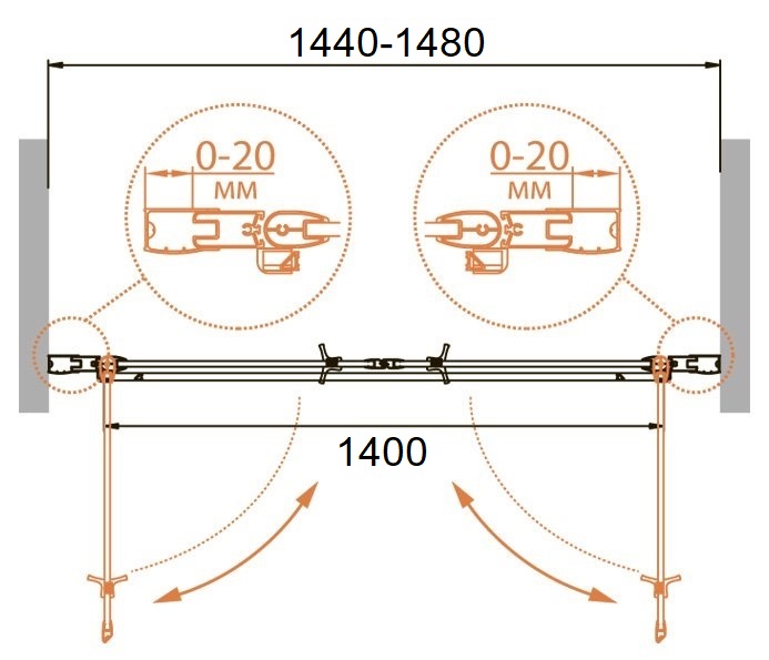 Душевая дверь в проем CEZARES RELAX-B-2-150-C-Bi - Вид №3