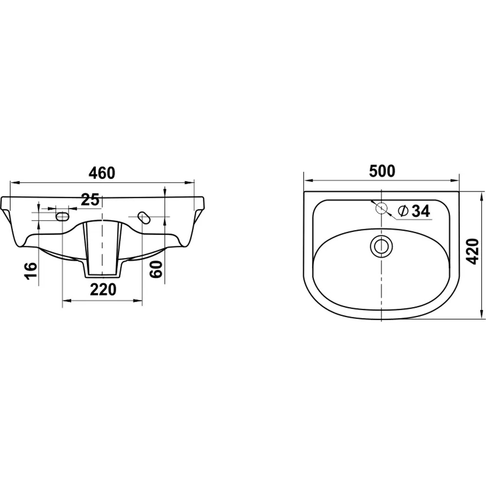 Керамин Рива - прямоугольная раковина из санфарфора для встраивания 88573854 STLM-0983665 - Вид №3