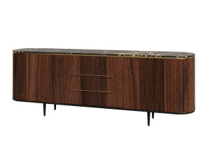 Деревянный шкаф с распашными дверцами и ящиками