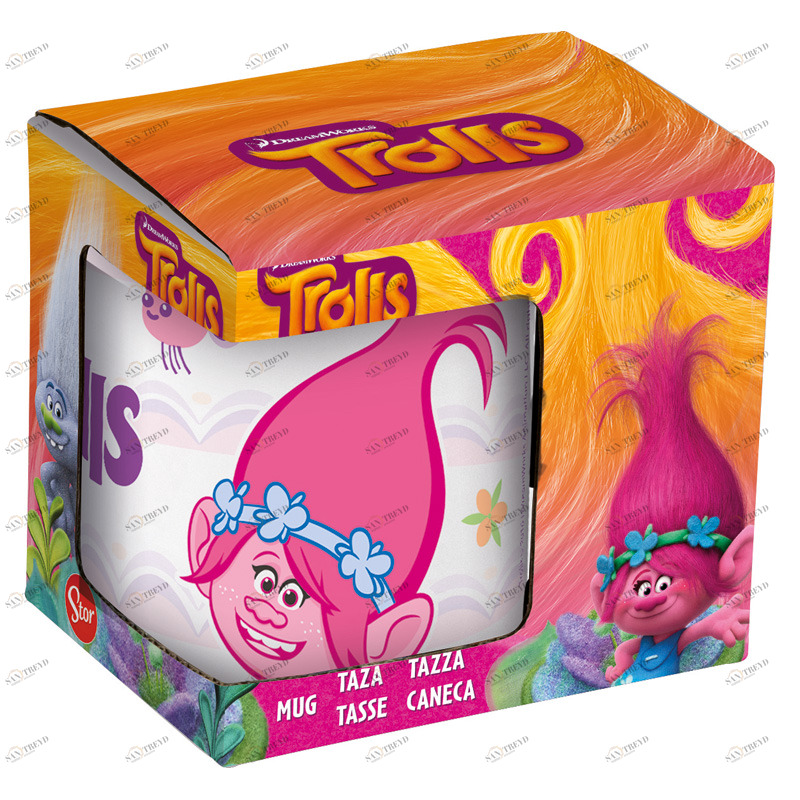 Кружка керамическая в подарочной упаковке "Тролли", 220 мл STOR ТРОЛЛИ 335763 Белый;розовый Santreyd 