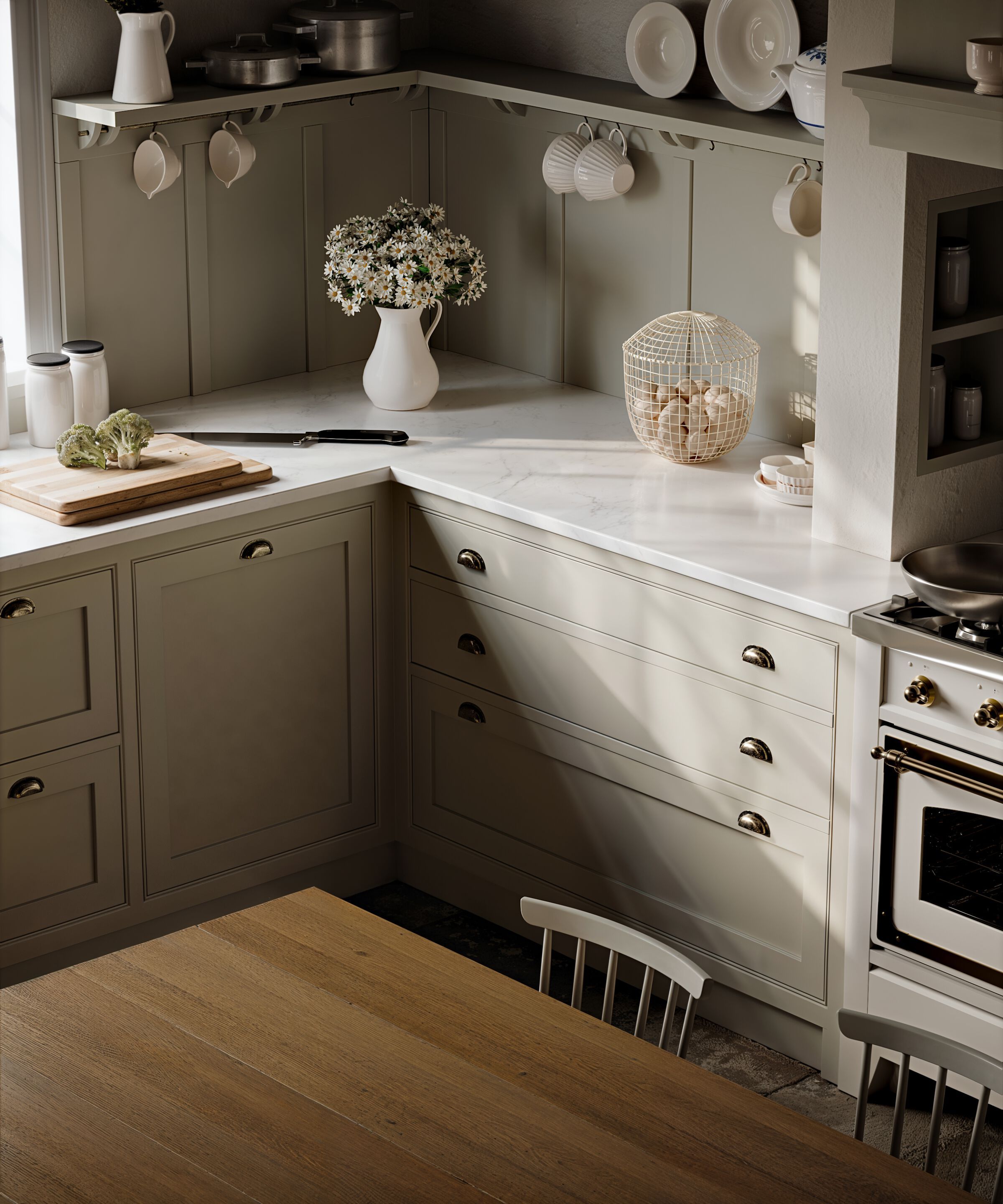 Лакированная деревянная кухня с ручками Marchi Cucine коттедж ARCH-00069262 - Вид №7