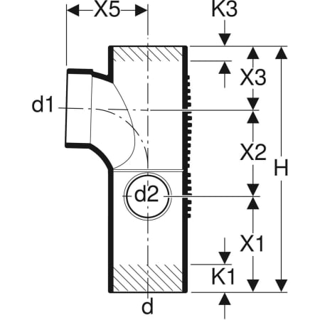 310.815.14.1 Крестовина двухплоскостная комбинированная Geberit Silent-db20, 88,5°, правая Geberit  - Вид №3