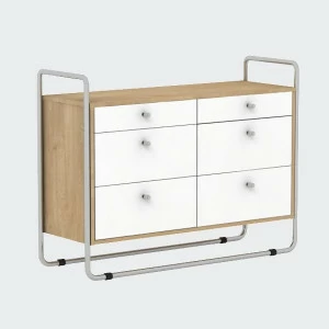 Комод с 6 ящиками белый Bauhaus WOODI  00-3965951 Бежевый;белый