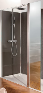 C22WP90L-MZ Прозрачная фиксированная панель с поворотным возвратом, зеркальное стекло JACOB DELAFON CONTRA