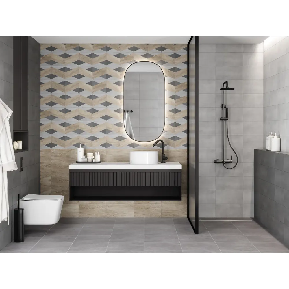 Плитка настенная Mersey Concrete A0554H24102 20x40 см 1.6 м² матовая цвет графит Santreyd STLM-2164069 - Вид №6