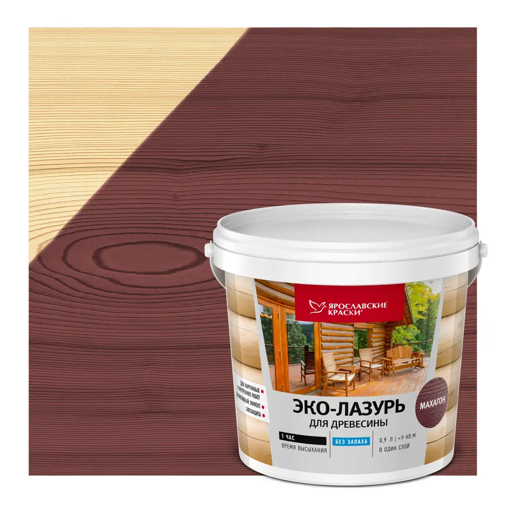 ЯРОСЛАВСКИЕ КРАСКИ Эко-Лазурь для древесины - защита и декор цвета махагон 83306808 STLM-0040307