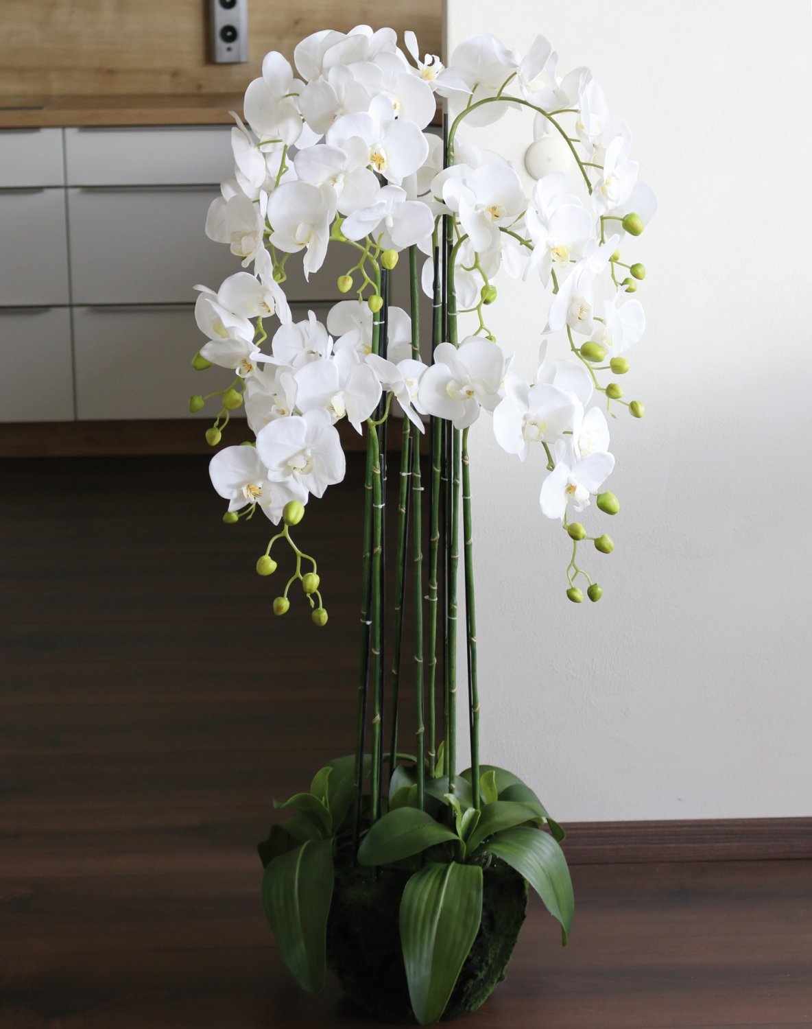 2860 777 a3 Пластиковая орхидея Phalaenopsis с 'почвой', 9-кратная, 120 см, real touch, белая H-andreas  - Вид №4