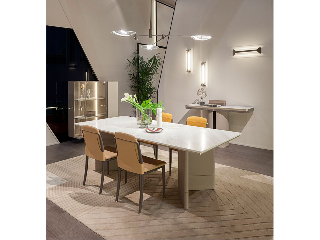 Прямоугольный стол из мрамора и кожи Turri ноль ARCH-00003850