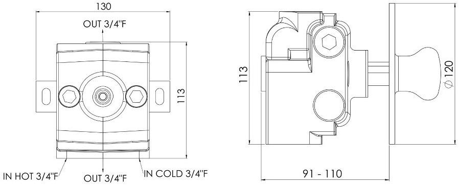 rvb Термостатический смеситель для душа на одно отверстие Deville 1955.--.74 - Вид №1