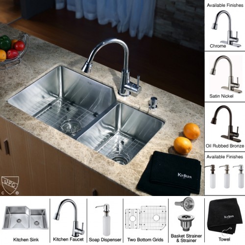 KHU123-32-KPF2220SN-KSD33BN Накладная раковина на столешницу  прямоугольная Krausru  - Вид №3