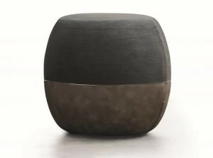 ZANETTE Круглый пуф с обивкой из кожи и ткани Barrique