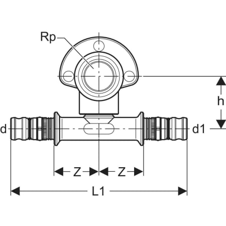 GEBERIT 612.302.00.5 Т-образная водорозетка Geberit Mepla 90° с уступом  - Вид №3