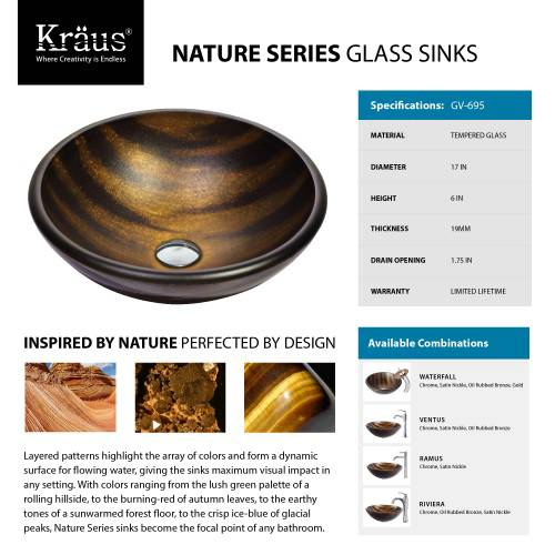 C-GV695-19mm-KGW1700 Накладная раковина на столешницу  прямоугольная Krausru  - Вид №6