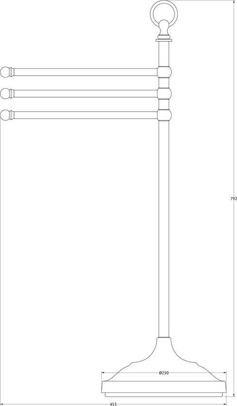 STI 431 Стойка с держателем полотенец поворотным тройным для ванной 80 cm 3SC STILMAR ANTIQUE SILVER Treesseci 3SC - Вид №1