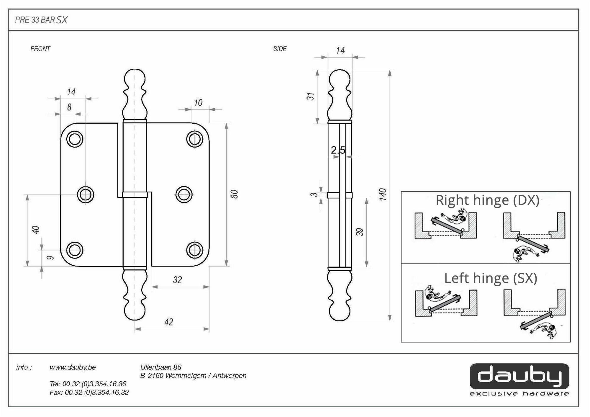 Dauby Дверные петли Pure® 9226 - Вид №1