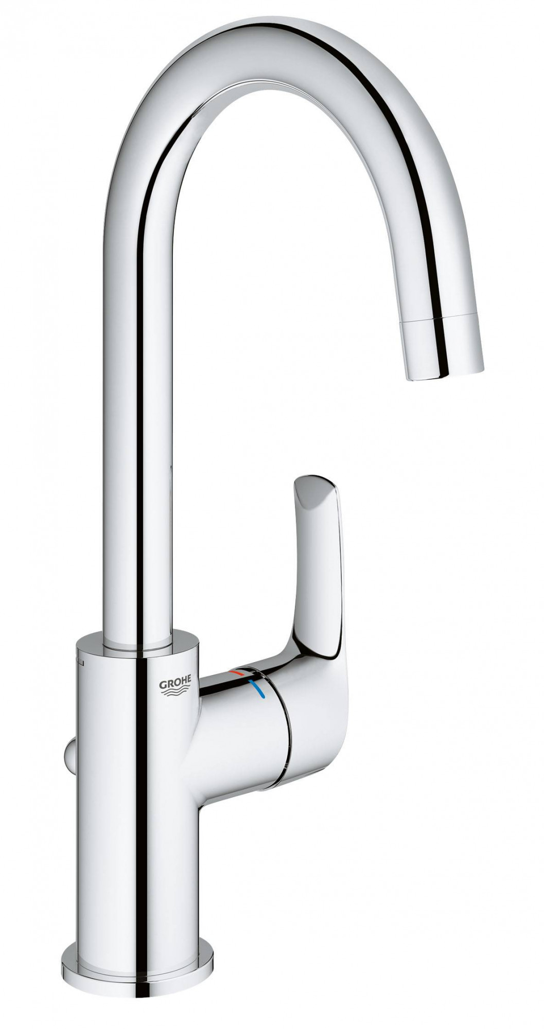Смеситель для раковины GROHE Eurosmart New с высоким изливом и донным клапаном, L-size, хром (23537002)