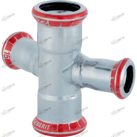 GEBERIT 21404 Крестовина двухплоскостная редукционная Geberit Mapress из углеродистой стали 30° 