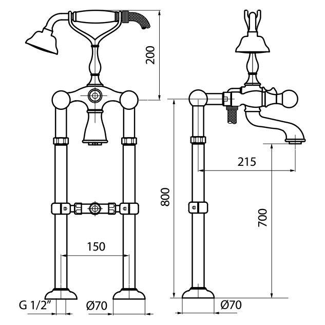 KA720801065 Смеситель для ванны Webert Karenina  - Вид №1