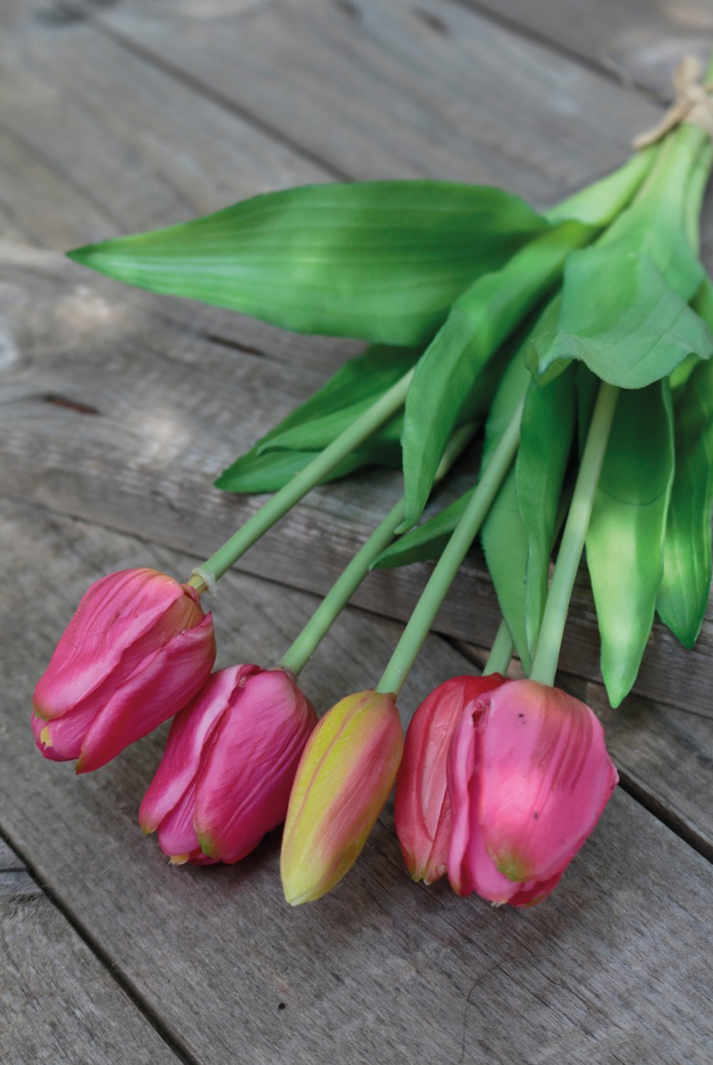 2952 515 a3 Букет искусственных тюльпанов, 5-кратный, 37 см, розовый H-andreas  - Вид №3