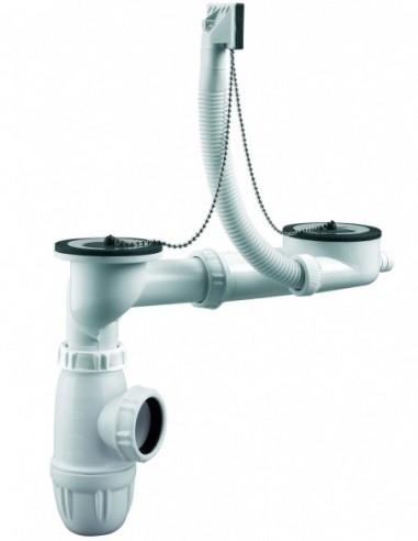 784500 000 00  Полный комплект для мойки с 2 чашами Д. 50 мм со встроенным переливом, сертифицирован NF Valentin Чернить  - Вид №1