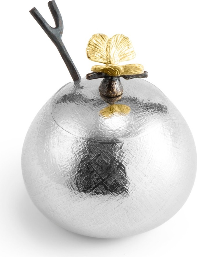 10642321 Michael Aram Чаша с крышкой и ложкой Michael Aram Бабочки гинкго 9см, сталь нержавеющая Сталь нержавеющая 