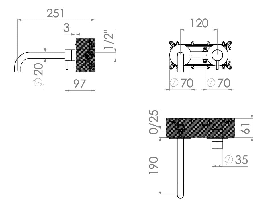 Смеситель для раковины из нержавеющей стали Radomonte Dex ARCH-00109218 - Вид №1
