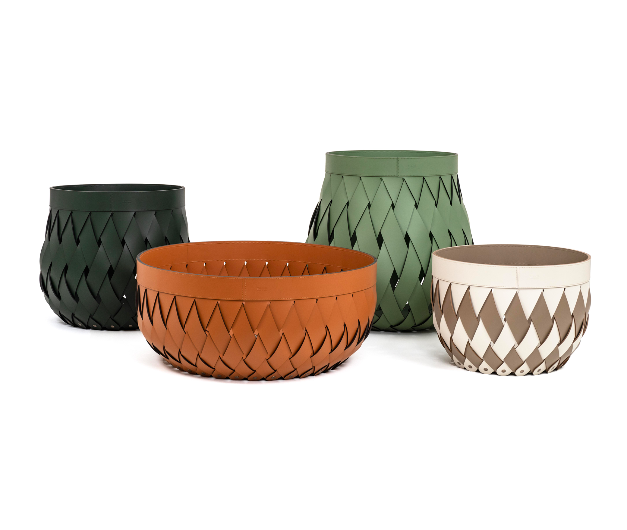 Корзина Canaria - Ø 40XH58 см / регенерированная кожа_персик Pinetti 00.1557.082.043 - Вид №2