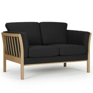 Диван двухместный Aya, цельный лакированный дуб, темно-серый