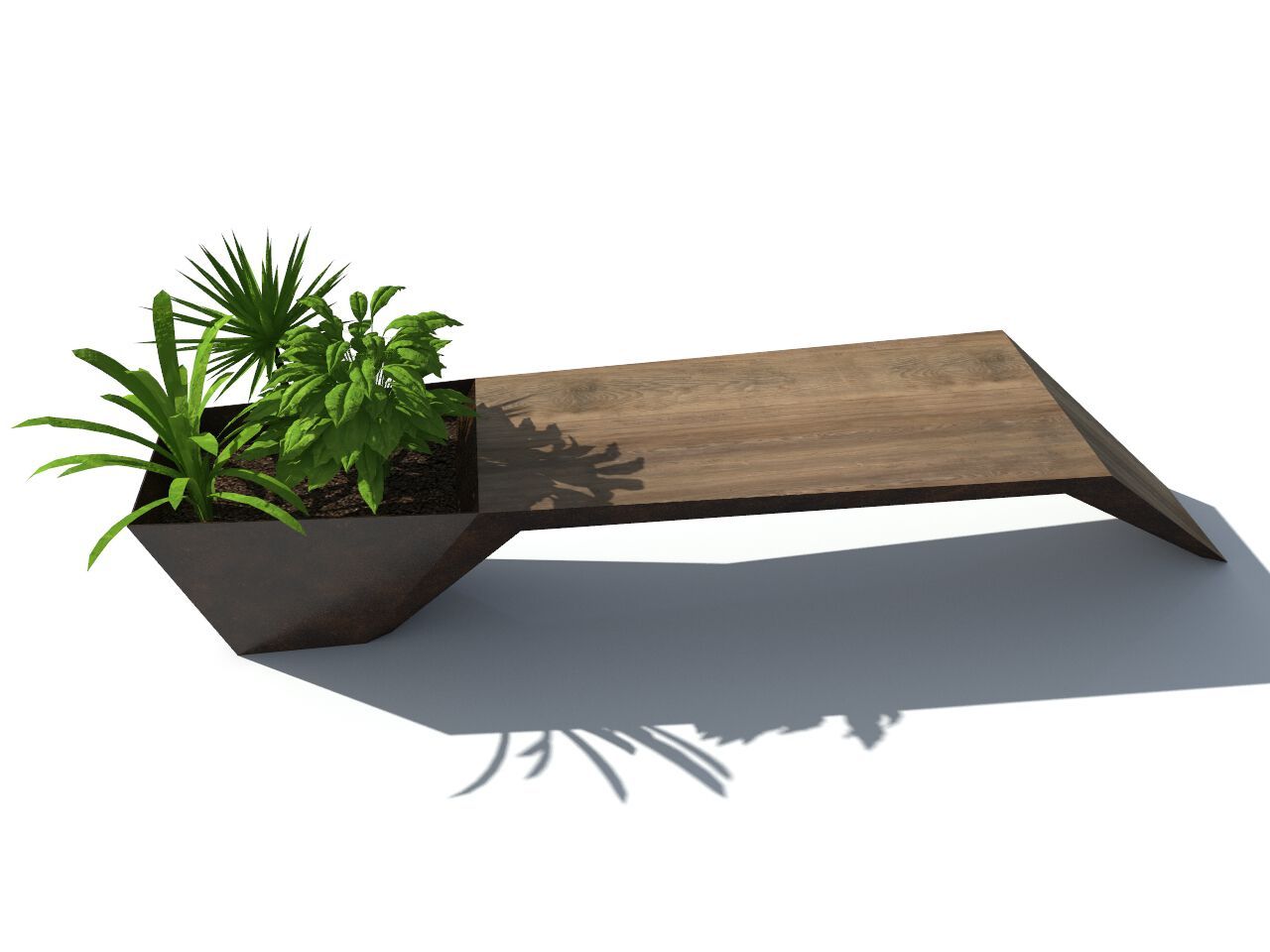 Скамейка из дерева и листового металла со встроенной плантатором без спинки CITYSì URBAN ARCH-00044158