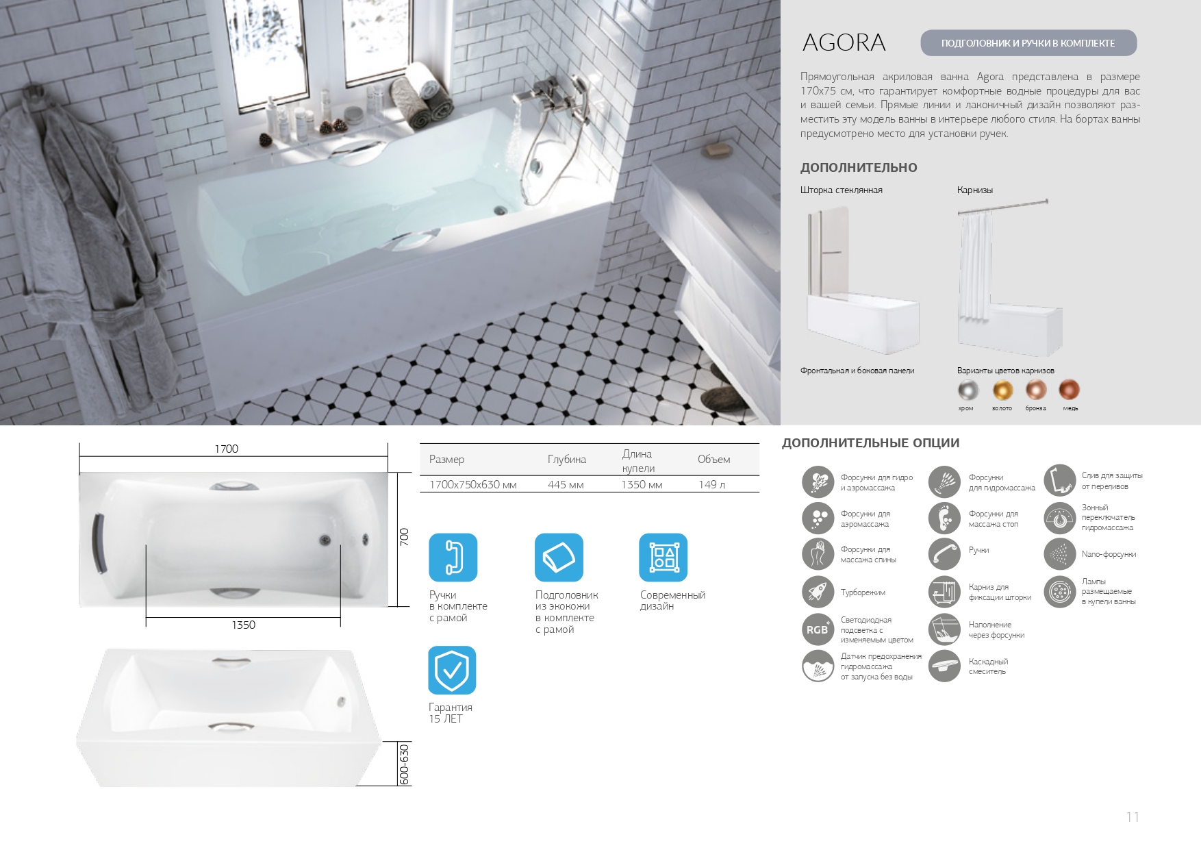 У19641 Ванна 1Marka AGORA 170x75 1 Marka AGORA - Вид №3