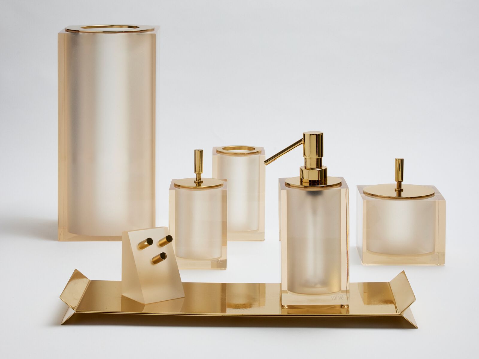 Держатель для хлопка из смолы с крышкой Vallvé GLOSS LIGHT GOLD ARCH-00118461 - Вид №1