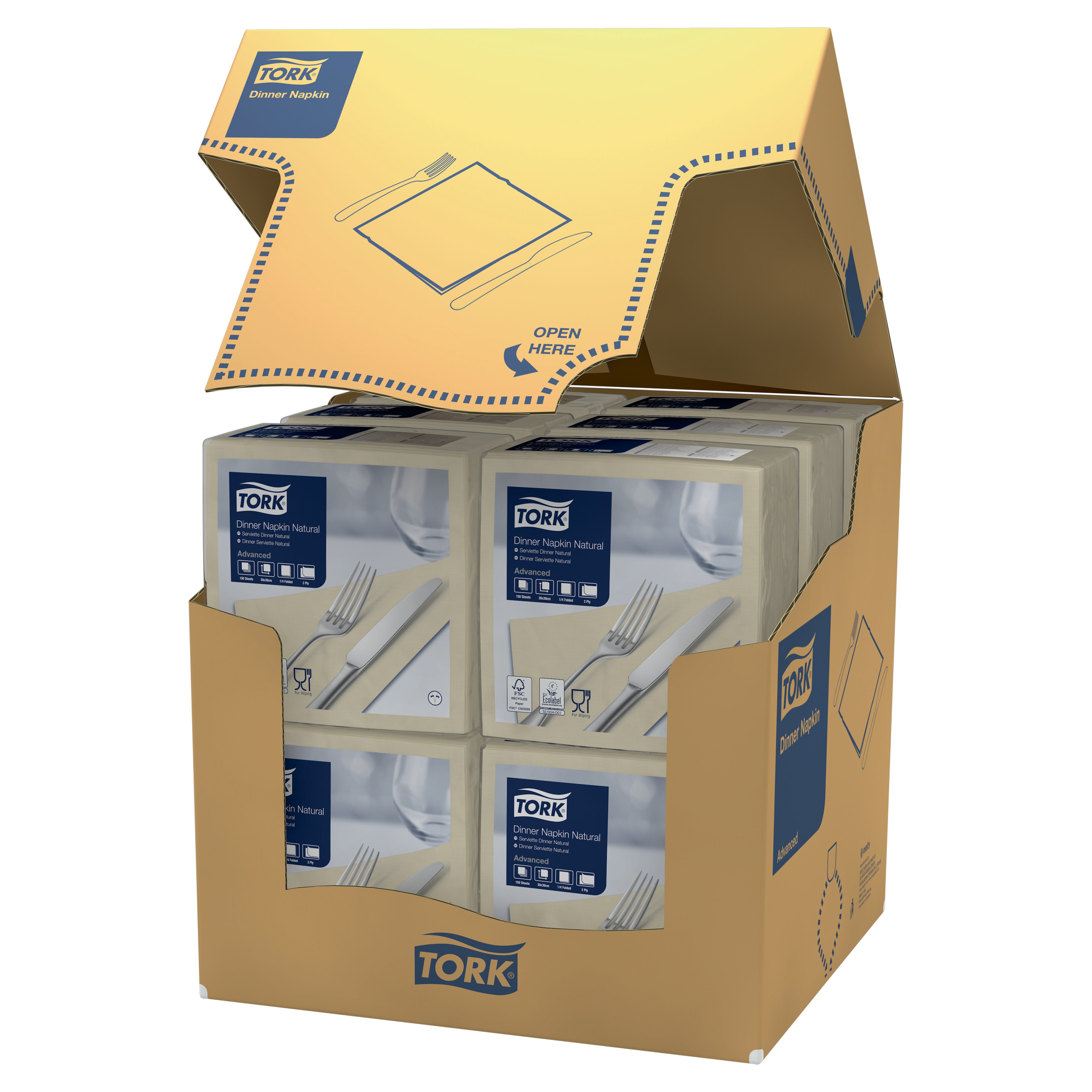 47735700 Обеденная салфетка для диспенсеров с экологическим принтом, сложенная на 1/4 Tork  - Вид №1