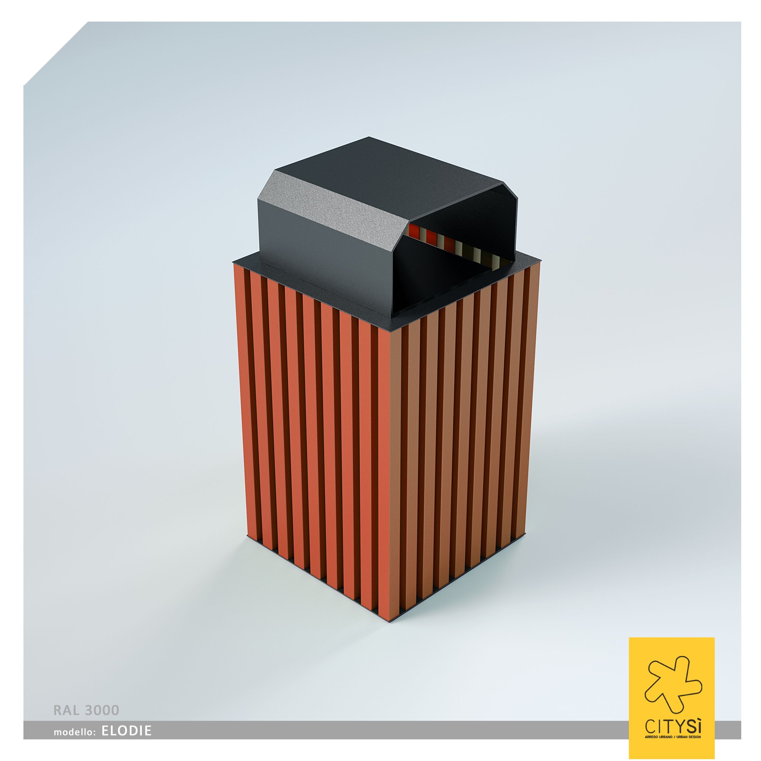 Стальная стойка для мусора с крышкой для наружного использования CITYSì Elodie ARCH-00082255 - Вид №5