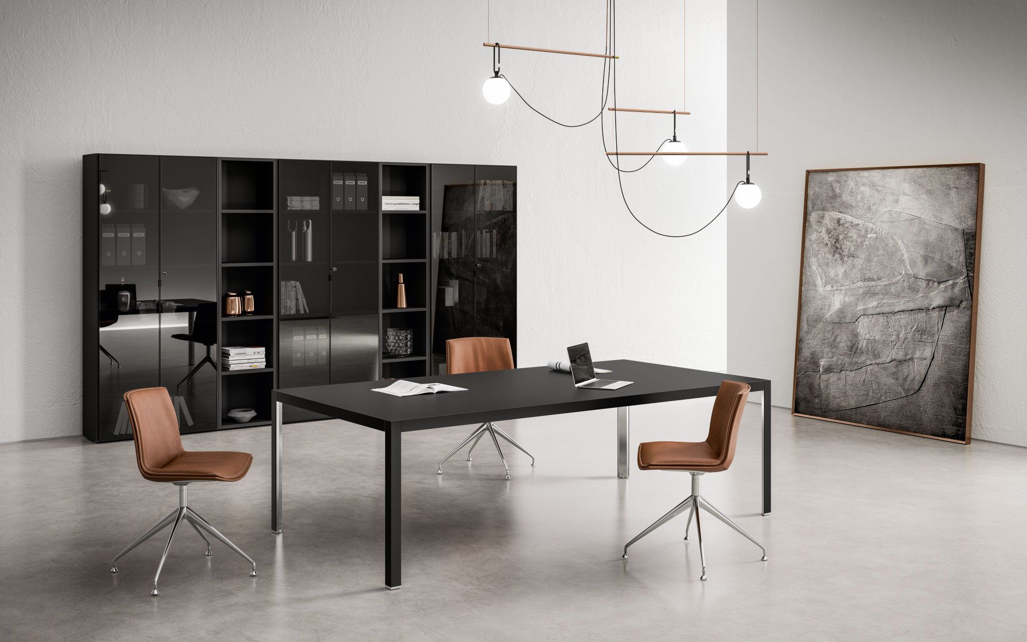 Офисный шкаф из лакированного стекла и дерева About Office Hype ARCH-00022466 - Вид №1