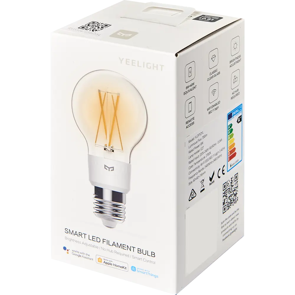 Лампа умная светодиодная Yeelight YLDP12YL E27 220-240 В 6 Вт груша прозрачная 700 лм, теплый белый свет, для диммера STLM-2117513 - Вид №4