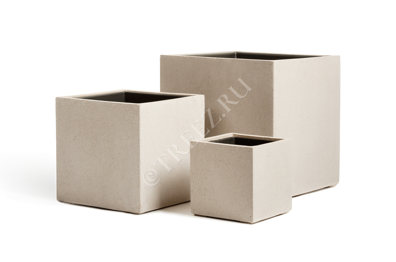 41.3317-02-005-BE-40 Кашпо  Effectory - серия Beton - Куб - Белый песок Цветочная коллекция 