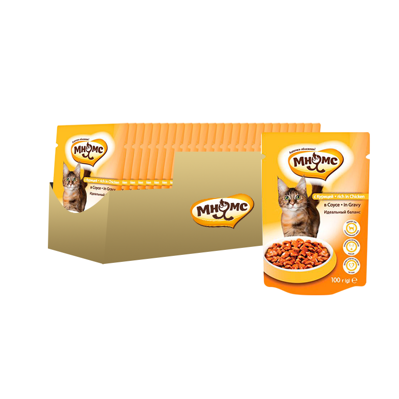 ПР0038789*24 Корм для кошек Идеальный баланс, курица в соусе конс. пауч 100г (упаковка - 24 шт) МНЯМС 