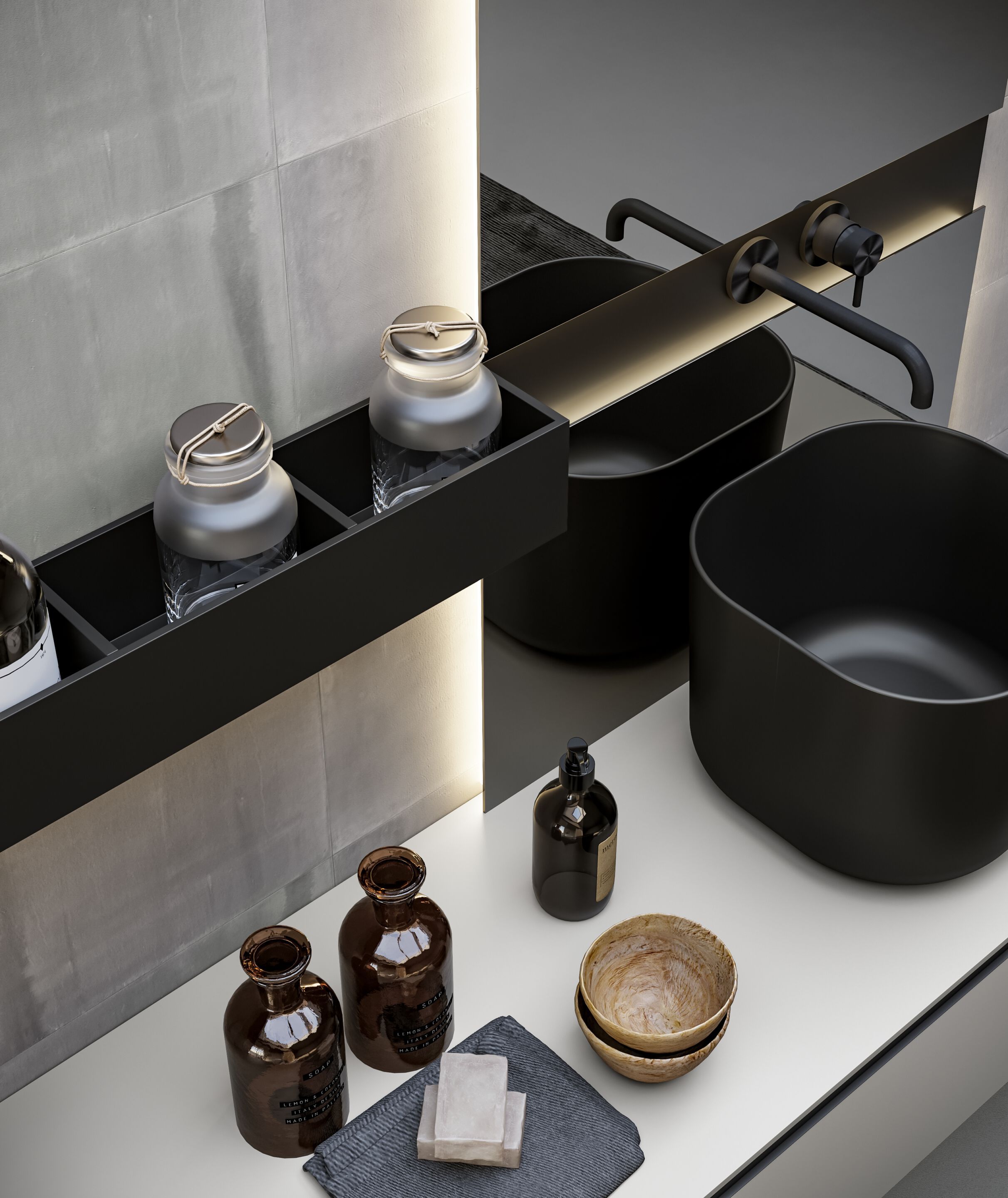 Подвесной шкаф для раковины Fenix с зеркалом и полкой Birex Gola Up ARCH-00002750 - Вид №1