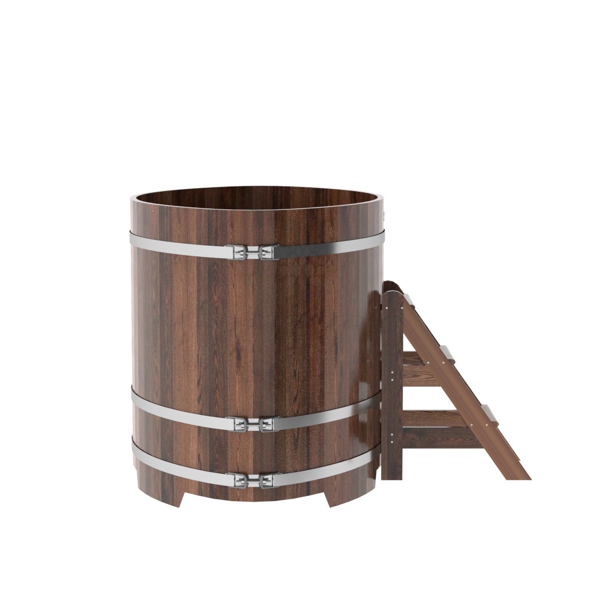 1181 Купель овальная из лиственницы 1,08х1,75х1,2 морёная премиум Alyarus  - Вид №2