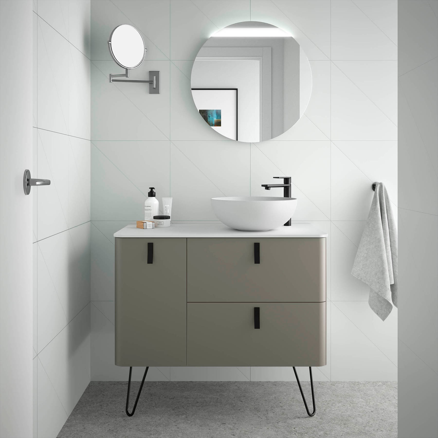 24674 SALGAR Мебель для умывальника UNIIQ 1200 левая MATT MOKA Мэтт Тауп 