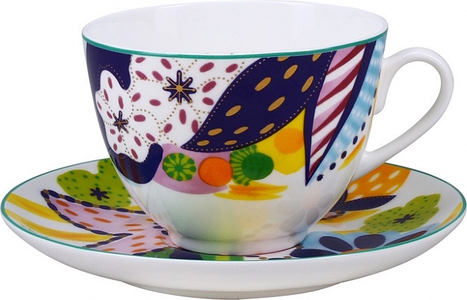 10618951 Императорский фарфоровый завод Чашка с блюдцем "Букет для Юлии" "Весенняя-2" Фарфор костяной 