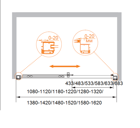 Душевая дверь в нишу CEZARES ANIMA-W-BF-1-160-P-Cr - Вид №4