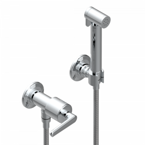 G9B-5840/8 Душ гигиенический: вентиль, 1.25 м шланг, крючок, вывод для душа и лейка с клапаном (возможны только следующие покрытия A02, B01,C01, D03, E02, F01, G01,G02) Thg-paris System métal lisse с рукоятками Хром