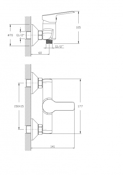 Смеситель для душа Rush Victoria VI7135-63 хром 11521144 - Вид №1