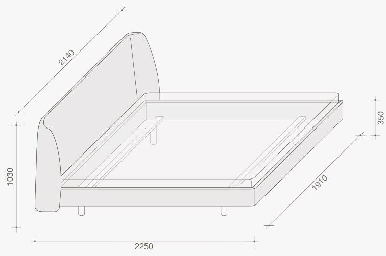 Lema Двуспальная кровать из ткани с мягким изголовьем sun-id-1500474 - Вид №8