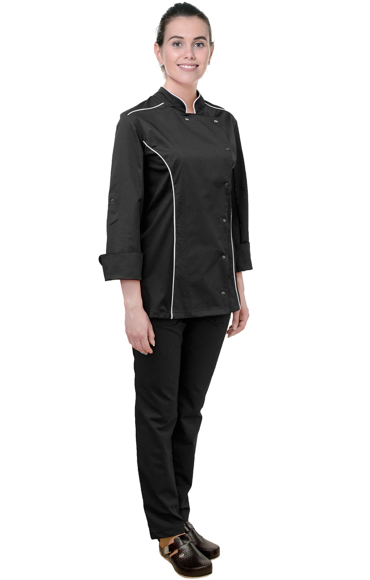 67683 Китель поварской женский цвет black (черный) RICON  Одежда для поваров  размер 48 (L)  - Вид №5