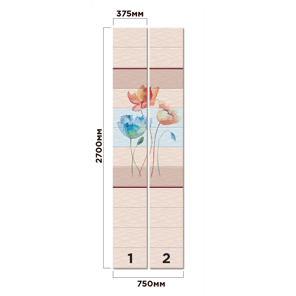 Комплект панелей ПВХ Акварель 8 мм 2700х375 мм 2.02 м² 2 шт 82257317 STLM-2095109 VENTA  - Вид №2
