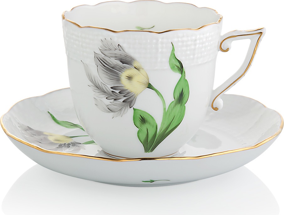 1051662 Herend Чашка кофейная с блюдцем 160мл "Китти" (черная) Фарфор 