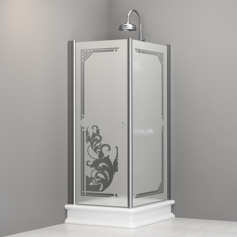 9144P0 Душевая кабина DX с распашной дверью и фиксированной боковой частью для душевого поддона 80x96 SX открывание со стороны 96, цвет Хромированный Kerasan RETRO Италия 